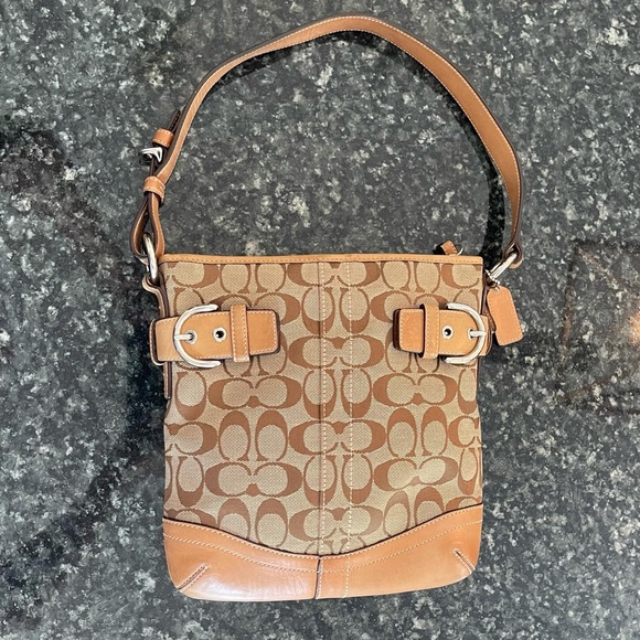 Coach Handbags - Coach Khaki Jacquard Canvas Soho Slim Duffle #3574
